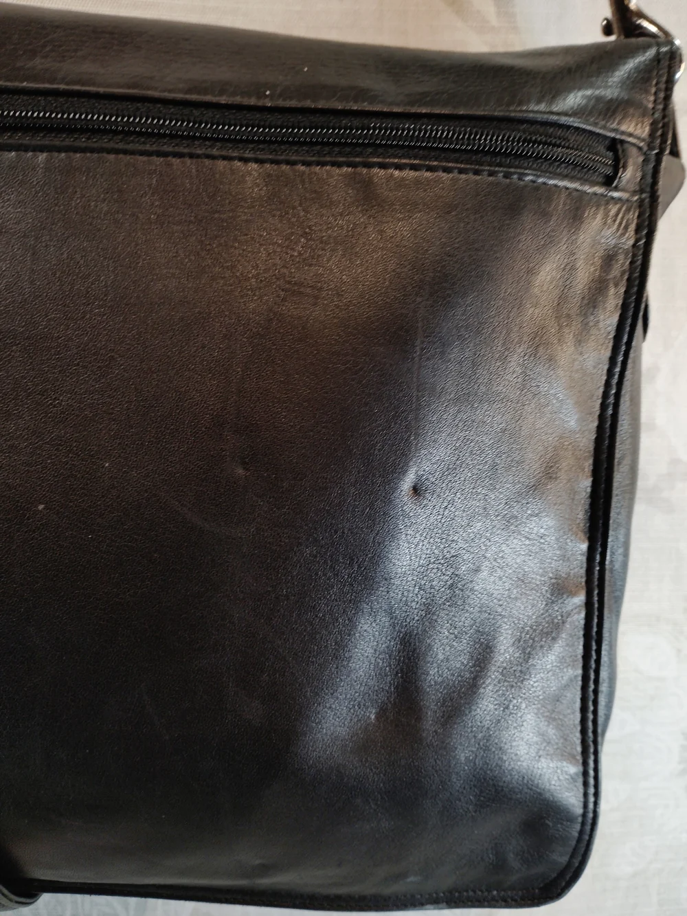 Scully Black Leather Messenger/Briefcase Crossbody Bag